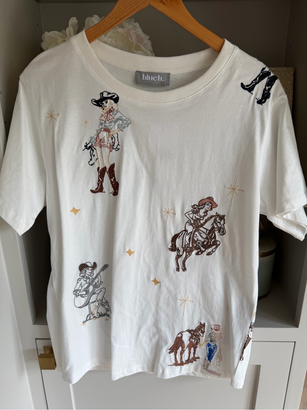 White Western Print Tee